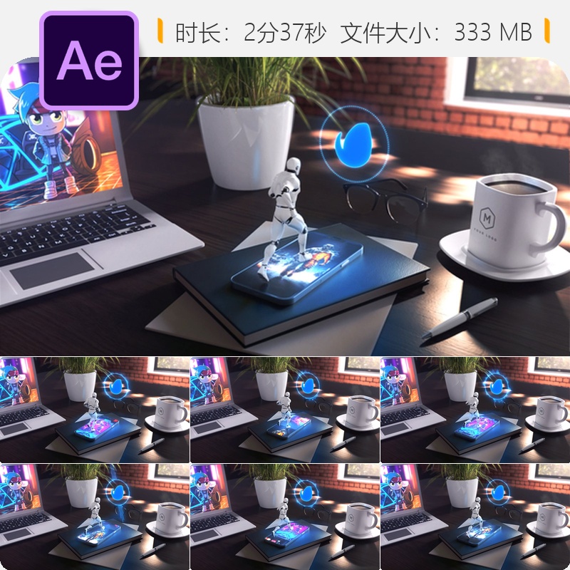 AE模板音频可视化音乐频谱均衡器动态视觉特效循环背景视频素材