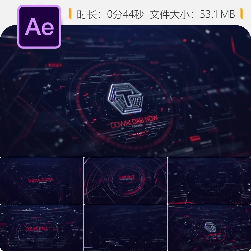 VestaHud科幻数据界面AE模板科技感信息图表屏幕显示动画特效