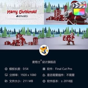 圣诞老人节日祝福FCPX温馨家庭相册模板欢乐庆典MG动画特效合集