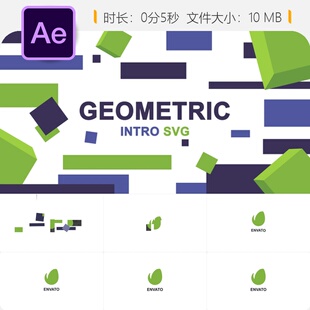 几何图形LOGO动画AE模板SVG线条抽象马赛克JSON数据Bodymovin