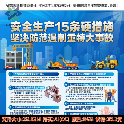 一图看懂解安全生产十五条硬措施月15设计展板海报图片AI素材折页