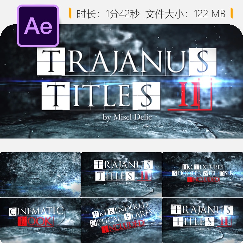 AE模板Trajanus2哥特式商业暗黑纹理片头动画AE工程文件素材包