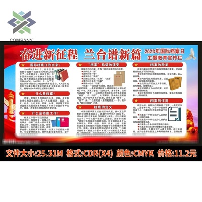 2024年国际档案日国际设计展板海报cdr素材电子版宣传栏折页
