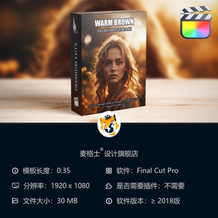 FCPX电影感暖棕金色调LUT调色包 黄昏氛围色彩分级预设合集包