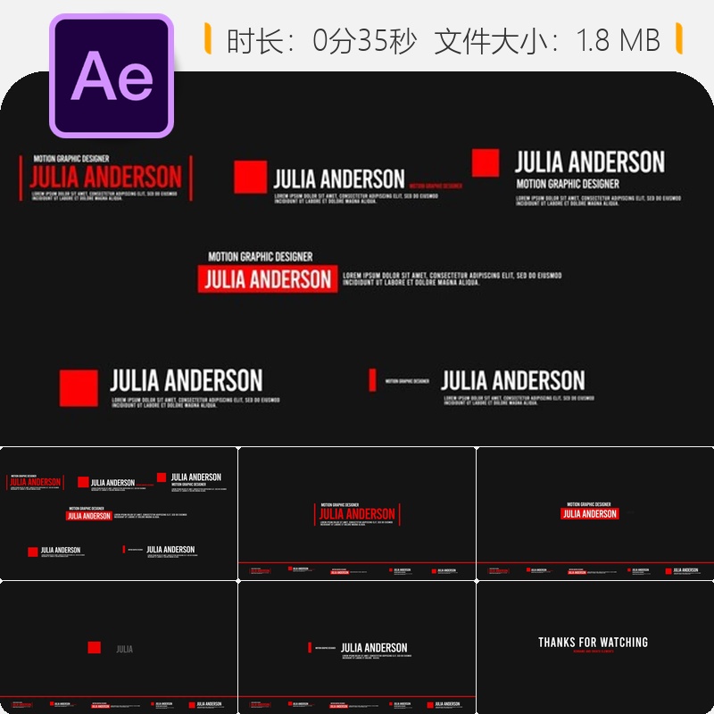 现代简约新闻AE模板简洁干净字体字幕动画设计元素视频素材