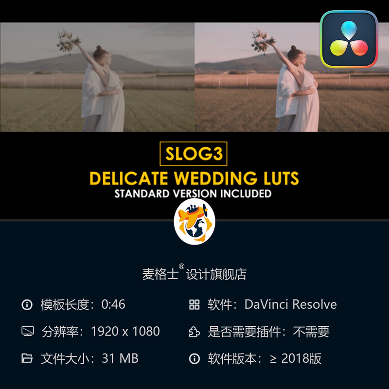 达芬奇婚礼电影调色LUT预设专业色彩校正MG动画影视后期制作合集