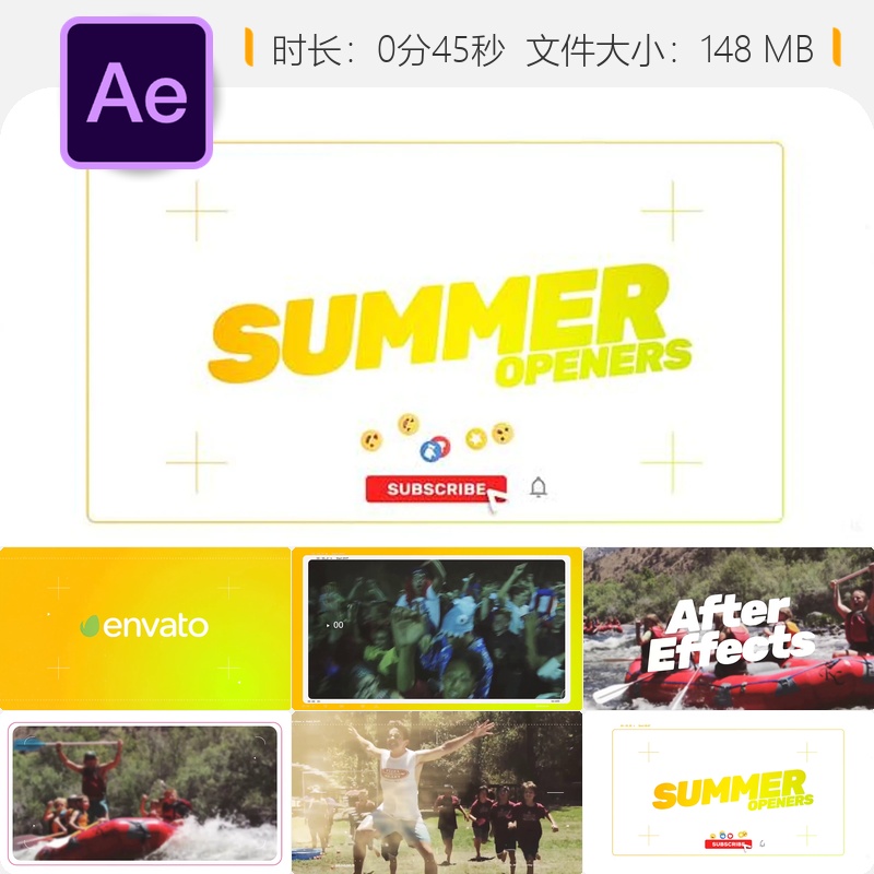 夏日优雅开场AE模板现代画廊动画4K企业宣传片展示免费下载版