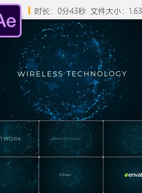 Plexus科技感地球网络LOGO动画AE模板4K科幻旋转粒子展示片头