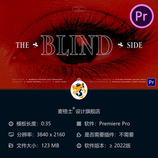 电影片头字幕PR模板 影视动画 电影图标片尾演职员表 电影片名