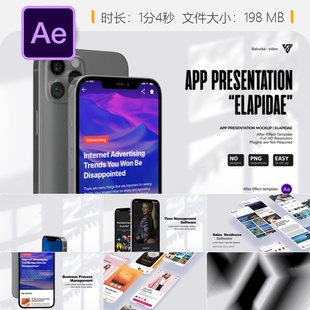 App应用演示AE模板iPhone12Pro手机UI界面展示营销推广视频制作