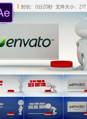 禁止触碰红色按钮3D人手安全警示抖音自媒体连接动画AE模板