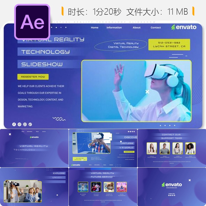 未来科技AE模板4K虚拟现实幻灯片人工智能网络数字展示企业宣传