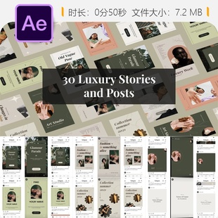 柔美美学Instagram故事AE模板垂直视频时尚 品牌营销优雅简约风