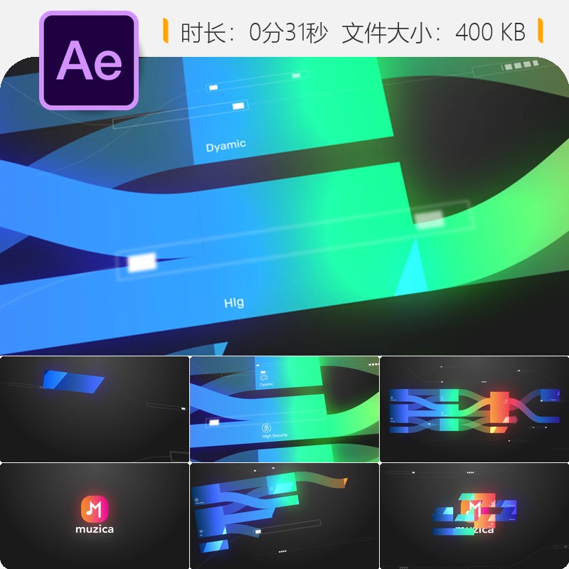 AE模板数字电路连接线LOGO动画科技金融处理器主板慢速流畅风格