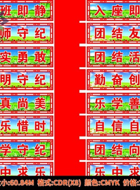 校园文化墙矢量班级校园读书展示快乐学习健康成长背景CDRi文件