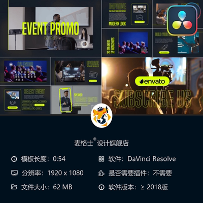 达芬奇活动宣传MG动画相册模板时尚创意短视频动态效果