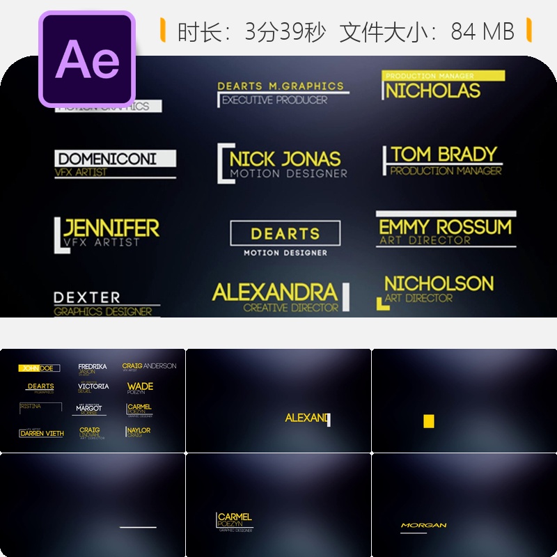 AE模板简约下三分之一条动画视频元素板宣传片头板设计制作