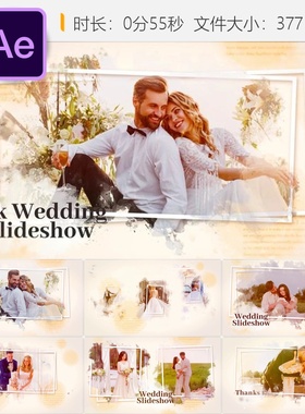 Ink Wedding Slideshow AE模板浪漫情侣相册温馨家庭回忆视频片头