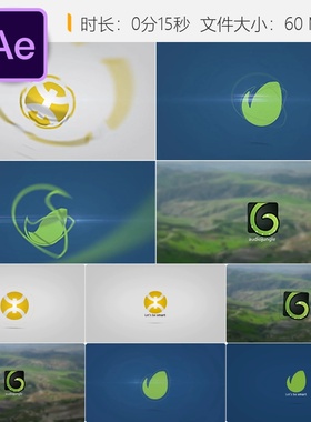 AE模板简约白色优雅企业LOGO动画片头干净明亮光效展示翻转效果