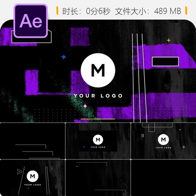 Grunge Distortion Logo AE模板 朋克噪点故障风格LOGO动画片头