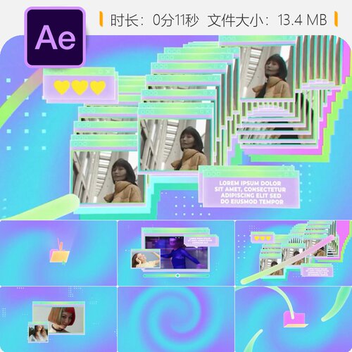 Windows风格AE模板创意开场动画社交媒体视频片头设计电脑文件夹