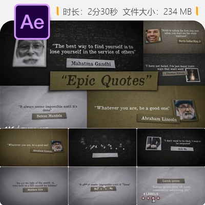 AE模板智慧名言引用动画排版视频片头设计AE特效模板素材下载