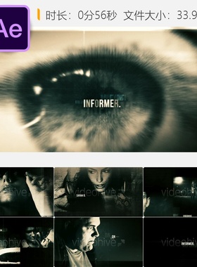 INFORMER间谍惊悚电影预告片AE模板黑暗悬疑动作大片开场特效