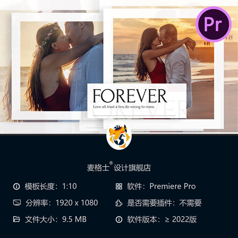 PR模板婚礼相册生日纪念家庭聚会照片展示幻灯片PR工程文件素材