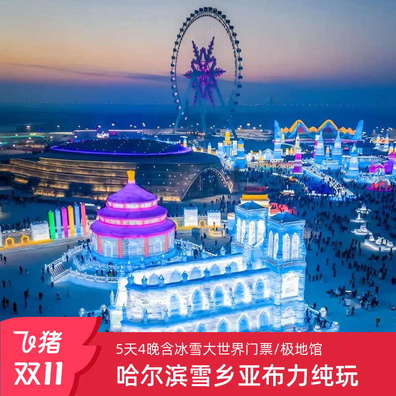 【超级宝贝】8人团哈尔滨雪乡旅游5天4晚亚布力冰雪大世界景区住