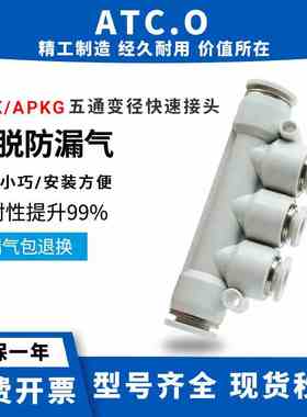 亚德客型气管接头五通变径PK接头APK/APKG4-6-8-10-12 快插接头
