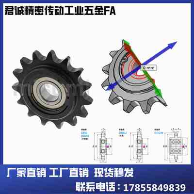 12A惰轮链轮 两边凸台涨紧轮带轴承DRC60-11齿13齿14齿 6分链条