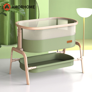 Amorhome婴儿床拼接大床宝宝欧式 可调节高度多功能新生儿童床边床