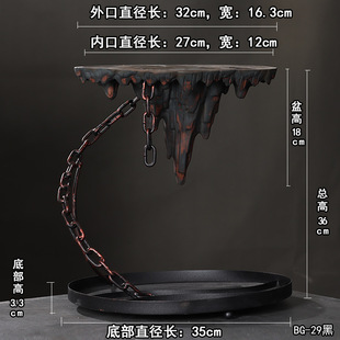 天空之城铁艺悬挂式陶瓷花盆摆件铁链悬浮客厅装饰文竹多肉盆景栽