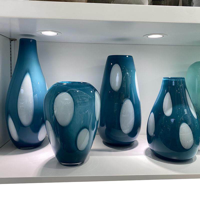 中式蓝白色玻璃花瓶新中式餐桌客厅玄关花瓶装饰干花插花器摆件