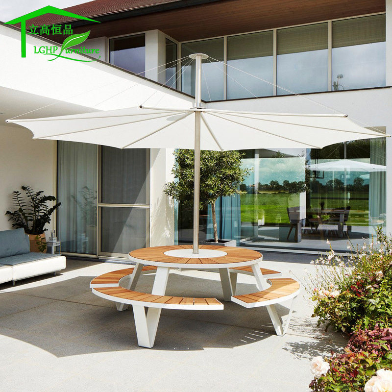 户外食堂桌椅带伞套件连体长餐桌公共场所铁艺露天花园镀锌钢庭院,鲜花速递/花卉仿真/绿植园艺,其它园艺用品,淘宝优惠券,粉丝福利购,淘宝优惠卷