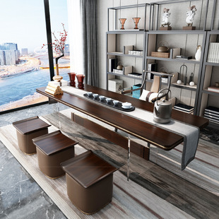 新中式茶桌椅亚克力桌脚茶几茶具桌子一体会客办公室功夫泡茶台