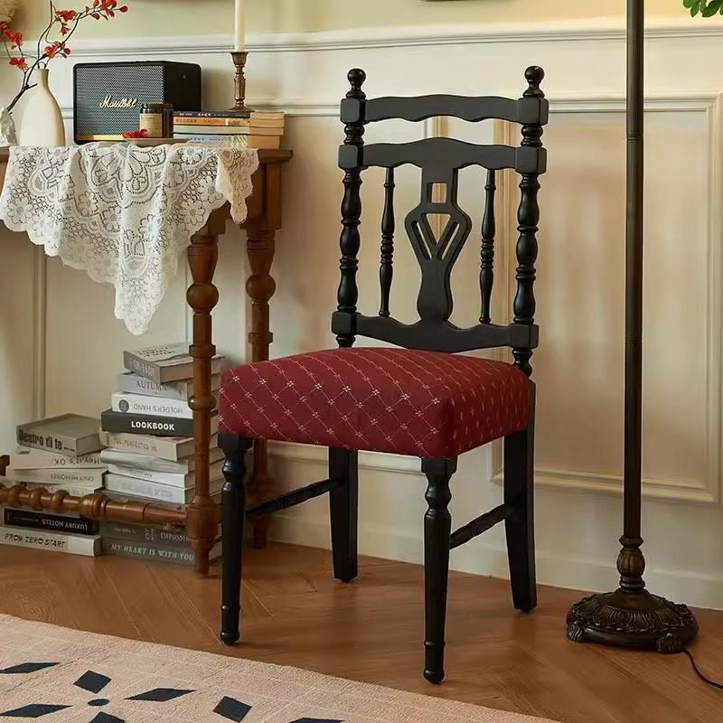 黑骑士椅丨法式复古实木餐椅设计师美式梳妆椅卧室家用黑色靠背椅,橡塑材料及制品,其他塑料制品,淘宝优惠券,粉丝福利购,淘宝优惠卷