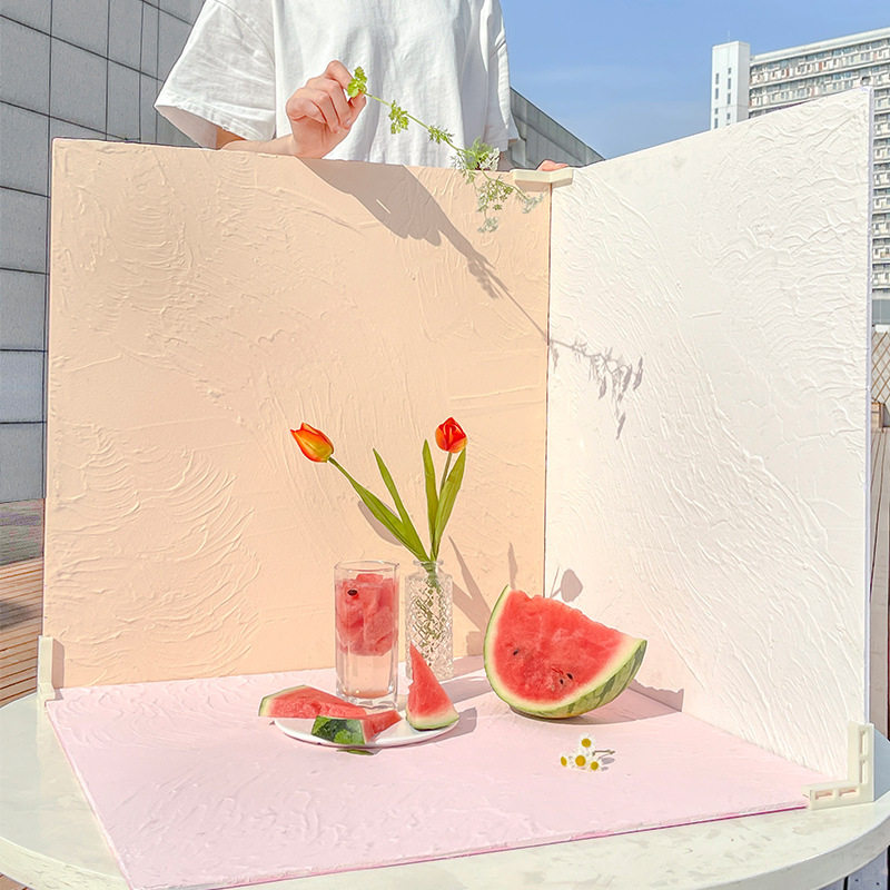 INS拍照道具水泥摄影背景板肌理复古工业风美食拍摄木板摄影道具