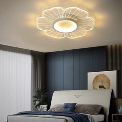 北欧现代简约吸顶灯卧室书房酒店客房led灯花形遥控亚克力灯具灯