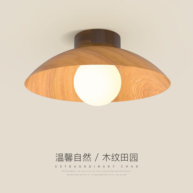 过道灯走廊灯日式田园榻榻米入户玄关现代简约创意木纹阳台吸顶灯
