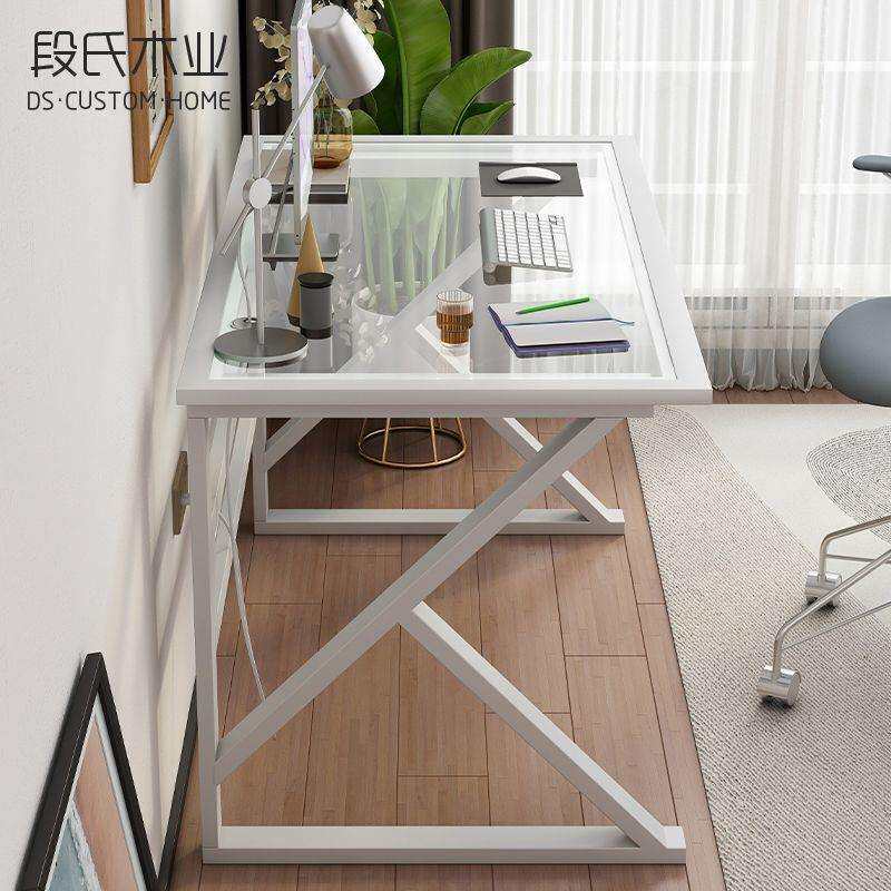 电脑台式钢化玻璃电竞办公简约学生书桌化妆家用经济型写字台桌子