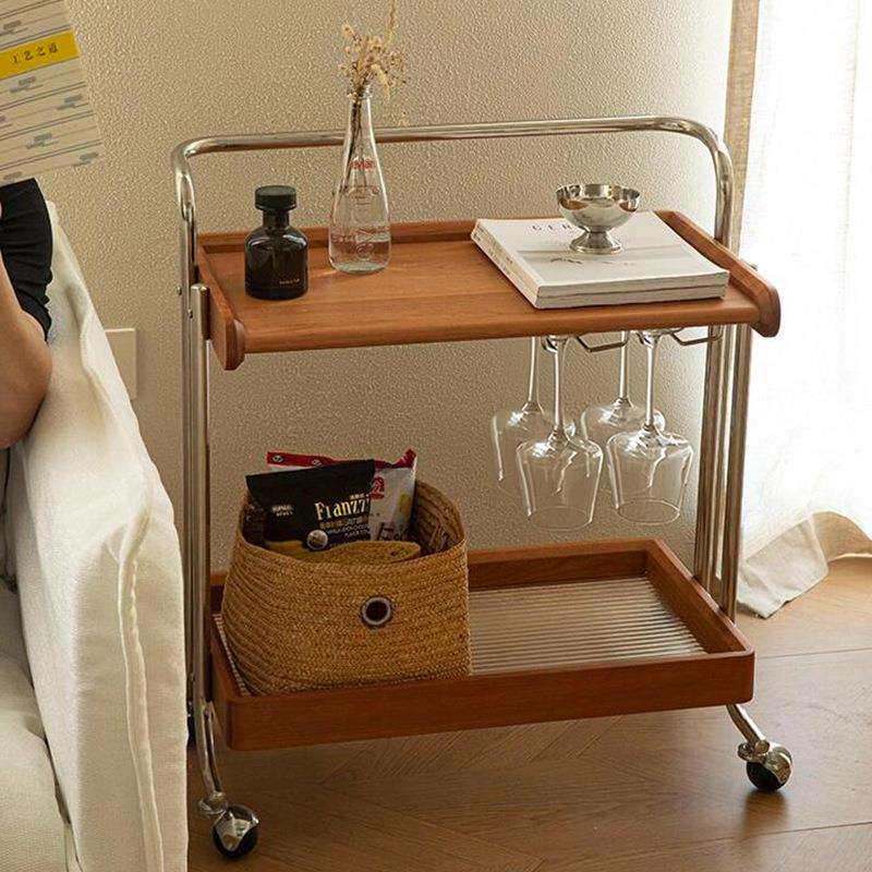 法式复古实木边几沙发边柜小茶几桌子移动床头餐边桌极简侧边推车