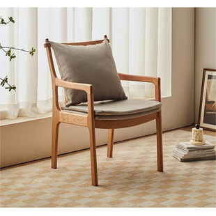 实木餐椅家用餐厅北欧樱桃木电脑椅书桌椅带扶手靠背椅子单人沙发