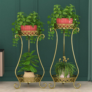 多肉绿萝铁艺花架阳台客厅办公室吊兰盆栽架室内落地式 花盆多层架