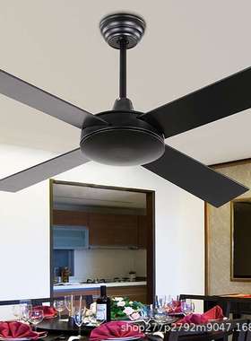 黑色工业无灯吊扇客厅餐厅简约复古木叶吊扇商用工程遥控电风扇灯