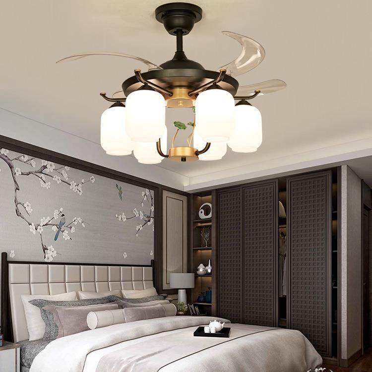 新中式吊灯风扇灯吊扇灯家用客厅隐形卧室饭厅餐厅吸顶灯可调光