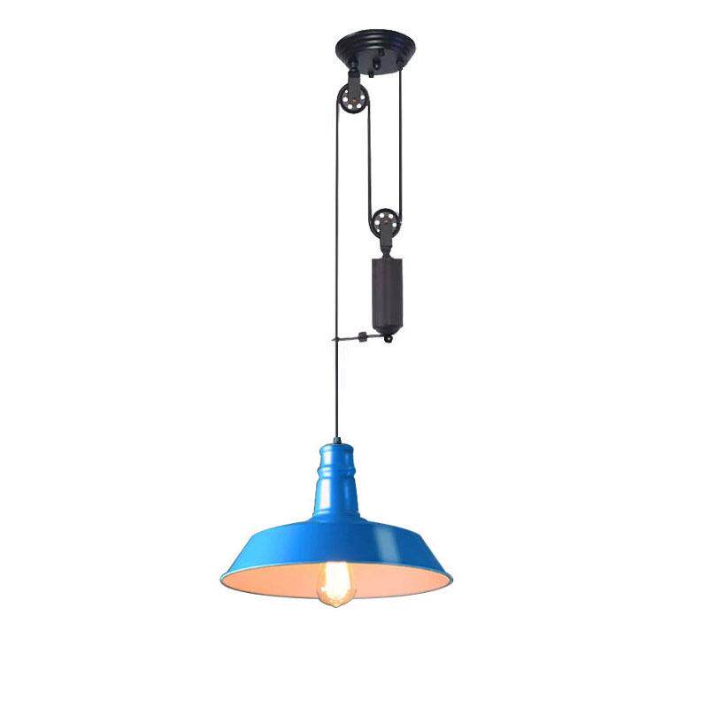 中古风餐厅升降吊灯 美式复古客厅卧室吧台北欧现代简约单头铁艺