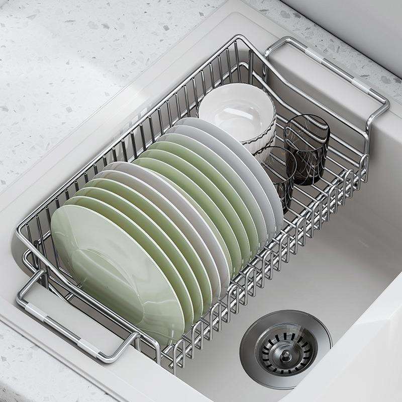 众之亿304不锈钢沥水篮厨房可伸缩洗碗池水槽置物架碗碟收纳沥