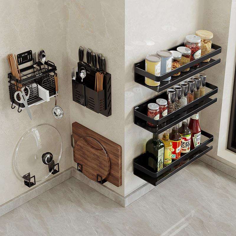 厨房置物架不锈钢壁挂调味料用品多层免打孔收纳架大全多功能挂架