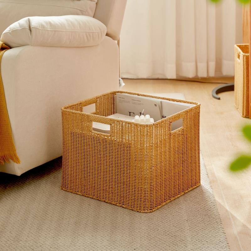 日式编织收纳筐仿藤编家用大号储物筐衣服收纳箱衣篓脏衣篮陈之红